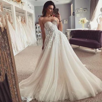 Элегантные кружевные свадебные платья 2022, Свадебное платье в стиле милой винтажной невесты, свадебные платья принцессы в стиле бохо с корсетом на спине